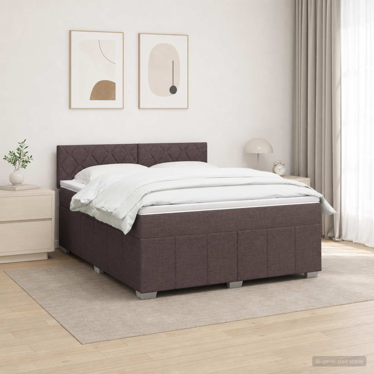 LED Boxspring Bed met Matras Donkerbruin 180 x 200 cm Stof is nu te koop bij PeponiXL, paradijselijk wonen!