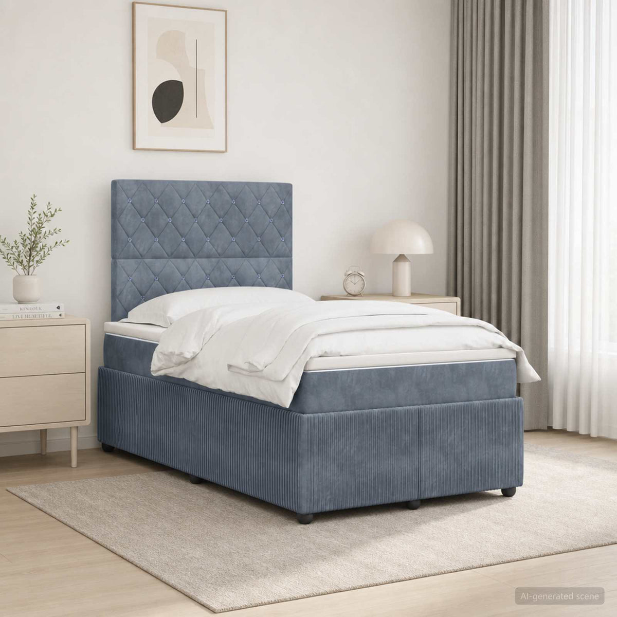 LED Boxspring Bed met Matras Donkergrijs 120 x 190 cm Fluweel is nu te koop bij PeponiXL, paradijselijk wonen!