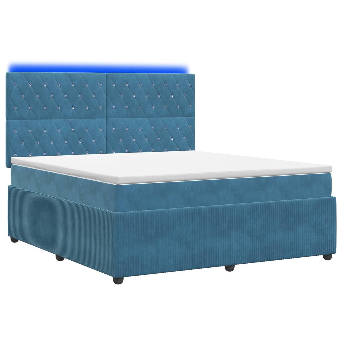 LED Boxspring Bed met Matras Blauw 140 x 200 cm Fluweel is nu te koop bij PeponiXL, paradijselijk wonen!
