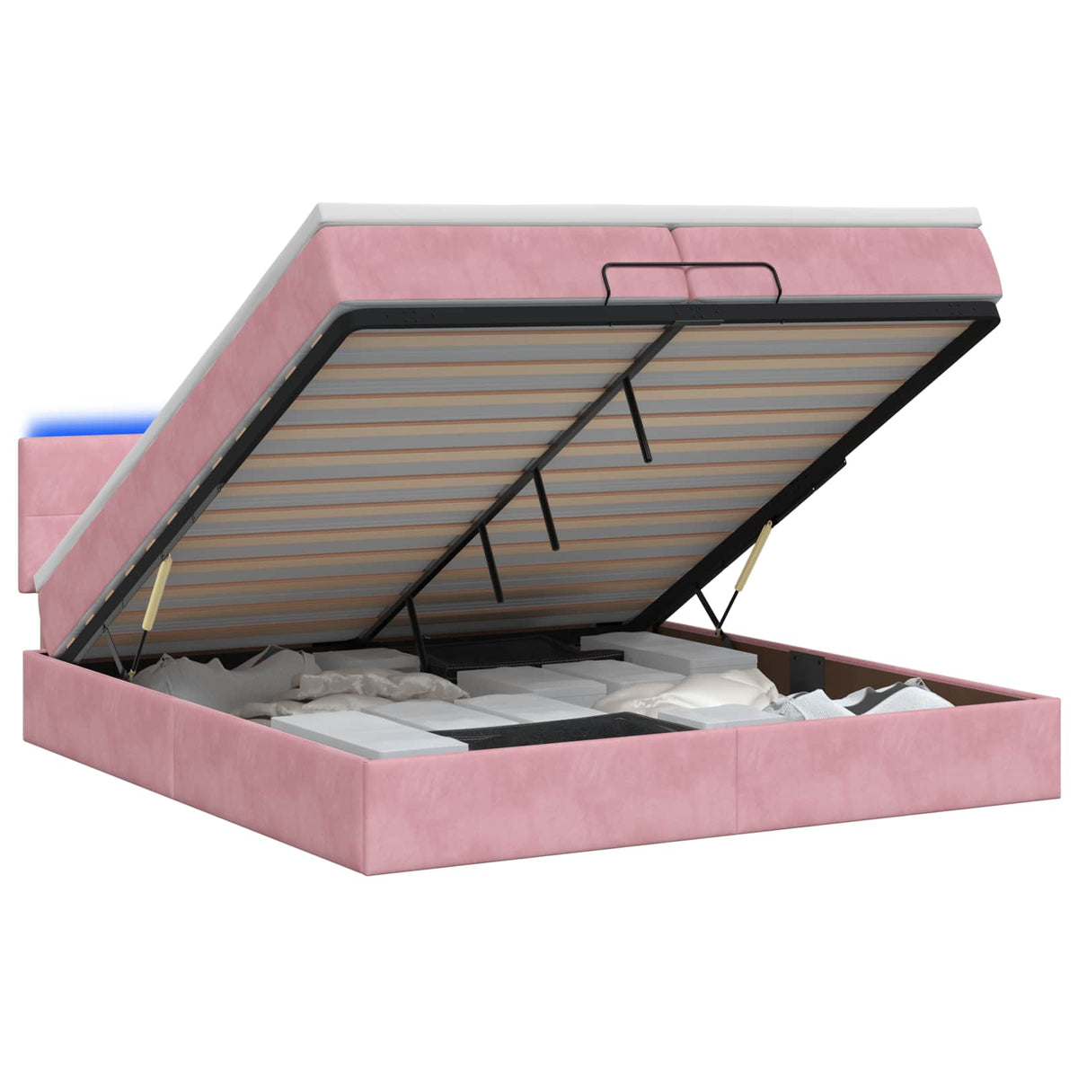 Ottoman Bed met Matrassen en LED Roze 200 x 200 cm fluweel is nu te koop bij PeponiXL, paradijselijk wonen!