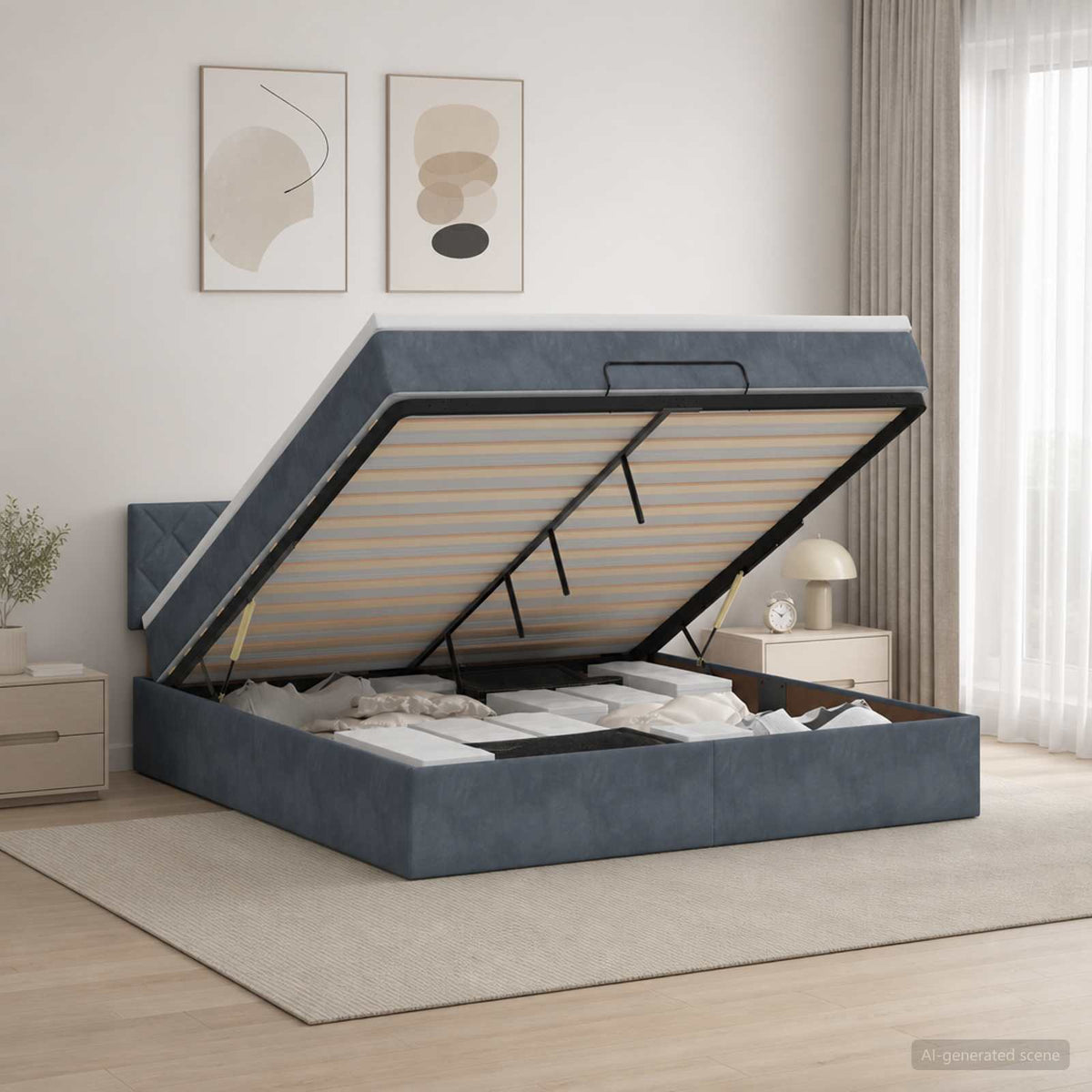 Ottoman bed met matras Donkergrijs 140 x 190 cm Fluweel is nu te koop bij PeponiXL, paradijselijk wonen!