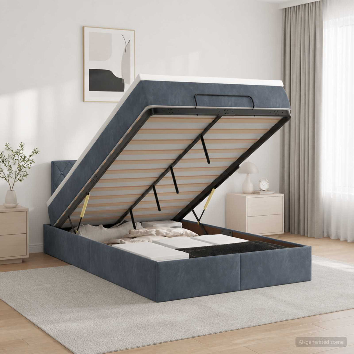 Ottoman bed met matras Donkergrijs 120 x 200 cm Fluweel is nu te koop bij PeponiXL, paradijselijk wonen!