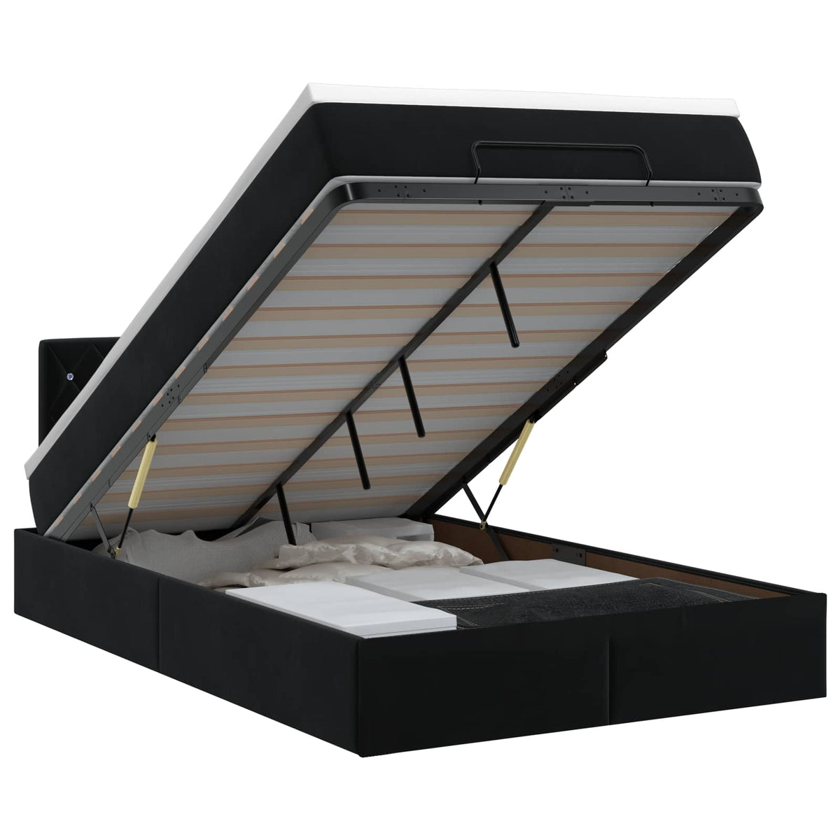 Ottoman bed met matras Zwart 120 x 200 cm Fluweel is nu te koop bij PeponiXL, paradijselijk wonen!
