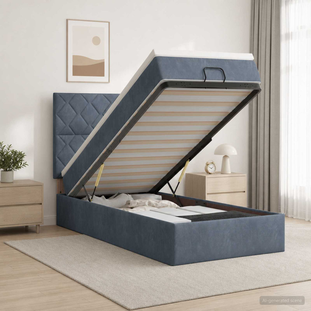Ottoman bed met matras Donkergrijs 80 x 200 cm Fluweel is nu te koop bij PeponiXL, paradijselijk wonen!