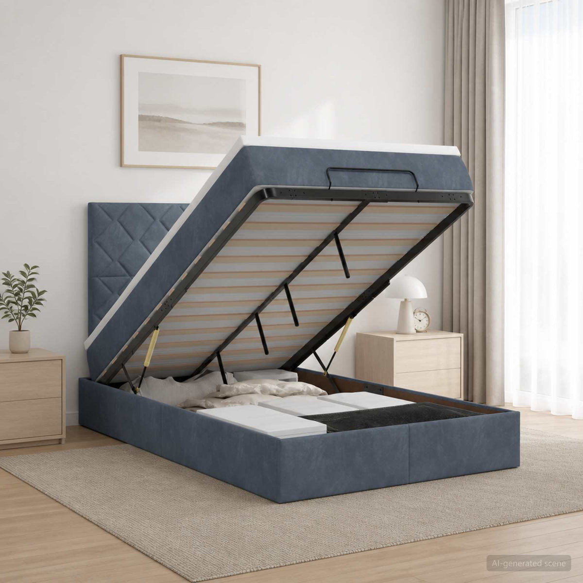 Ottoman bed met matras Donkergrijs 120 x 190 cm Fluweel is nu te koop bij PeponiXL, paradijselijk wonen!