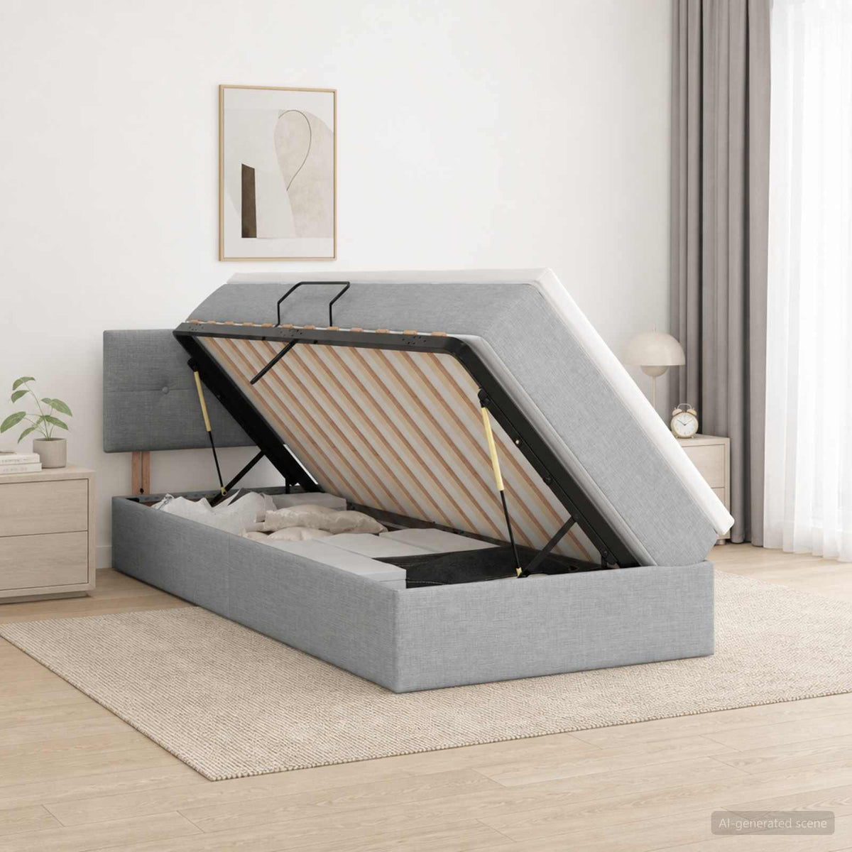 Opbergbed met matras Lichtgrijs 100 x 200 cm fluweel is nu te koop bij PeponiXL, paradijselijk wonen!