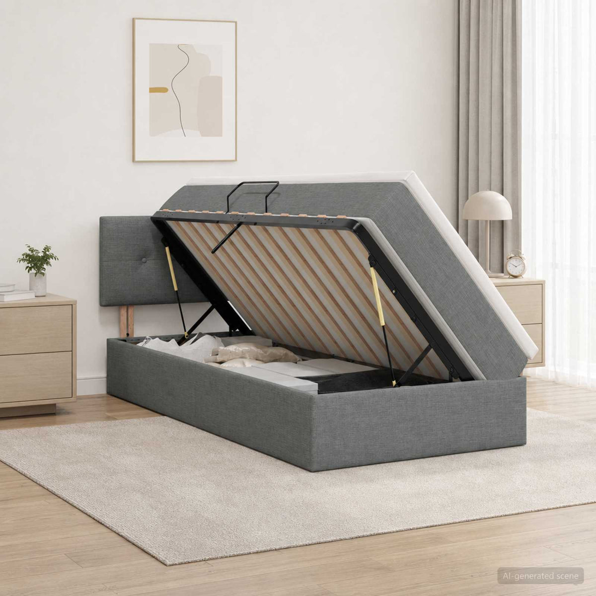 Opbergbed met matras Donkergrijs 90 x 200 cm fluweel is nu te koop bij PeponiXL, paradijselijk wonen!