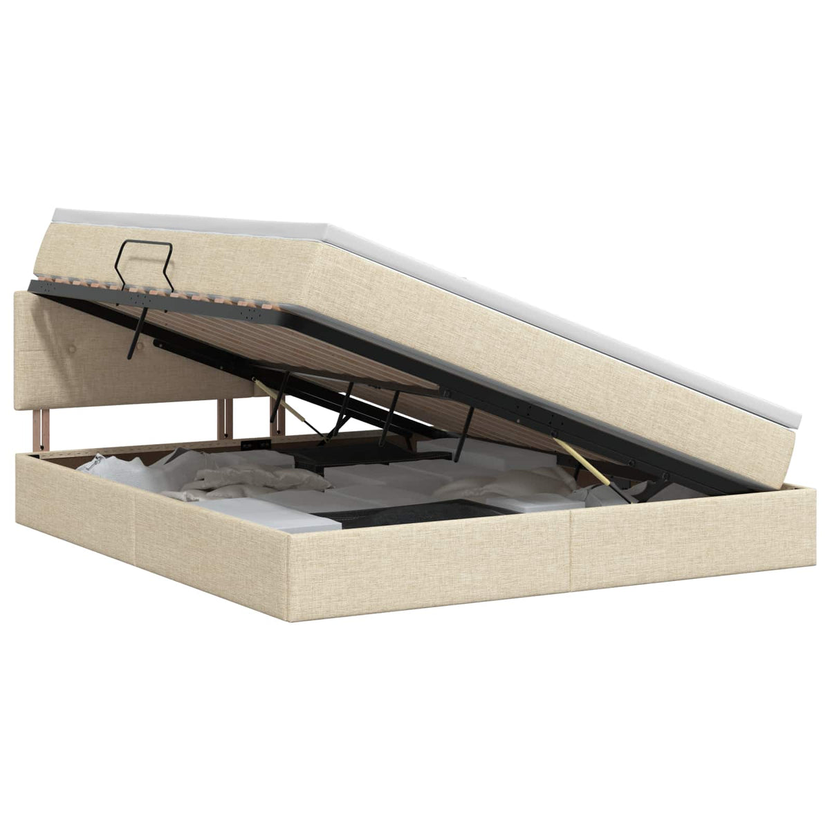 Opbergbed met matras Crèmekleurig 140 x 200 cm fluweel is nu te koop bij PeponiXL, paradijselijk wonen!