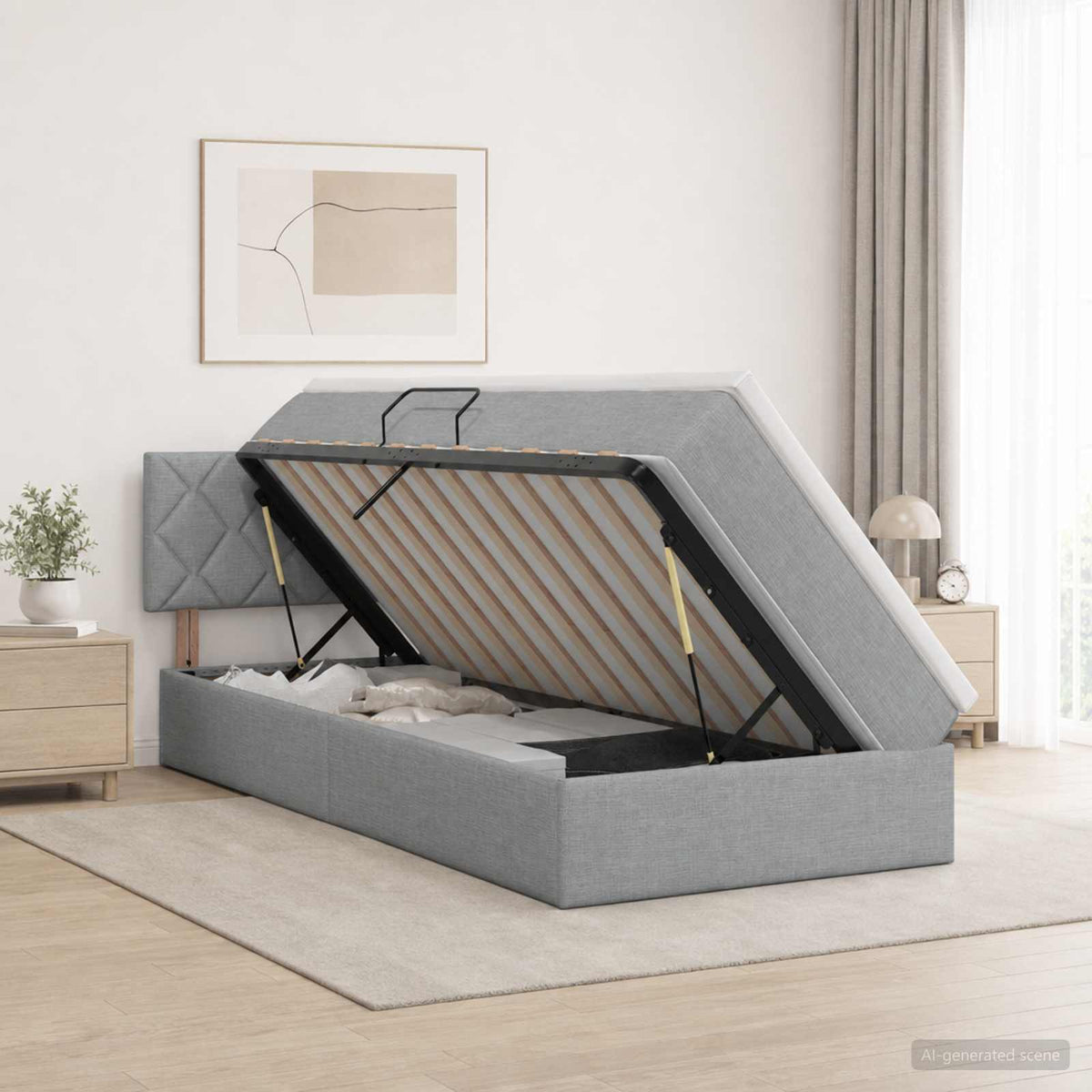 Opbergbed met matras Lichtgrijs 100 x 200 cm fluweel is nu te koop bij PeponiXL, paradijselijk wonen!