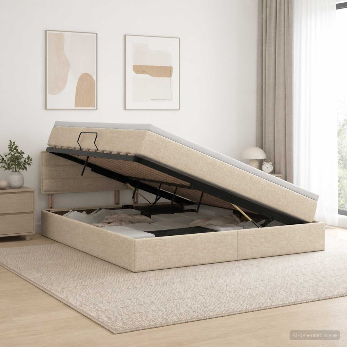 Opbergbed met matras Crèmekleurig 180 x 200 cm fluweel is nu te koop bij PeponiXL, paradijselijk wonen!