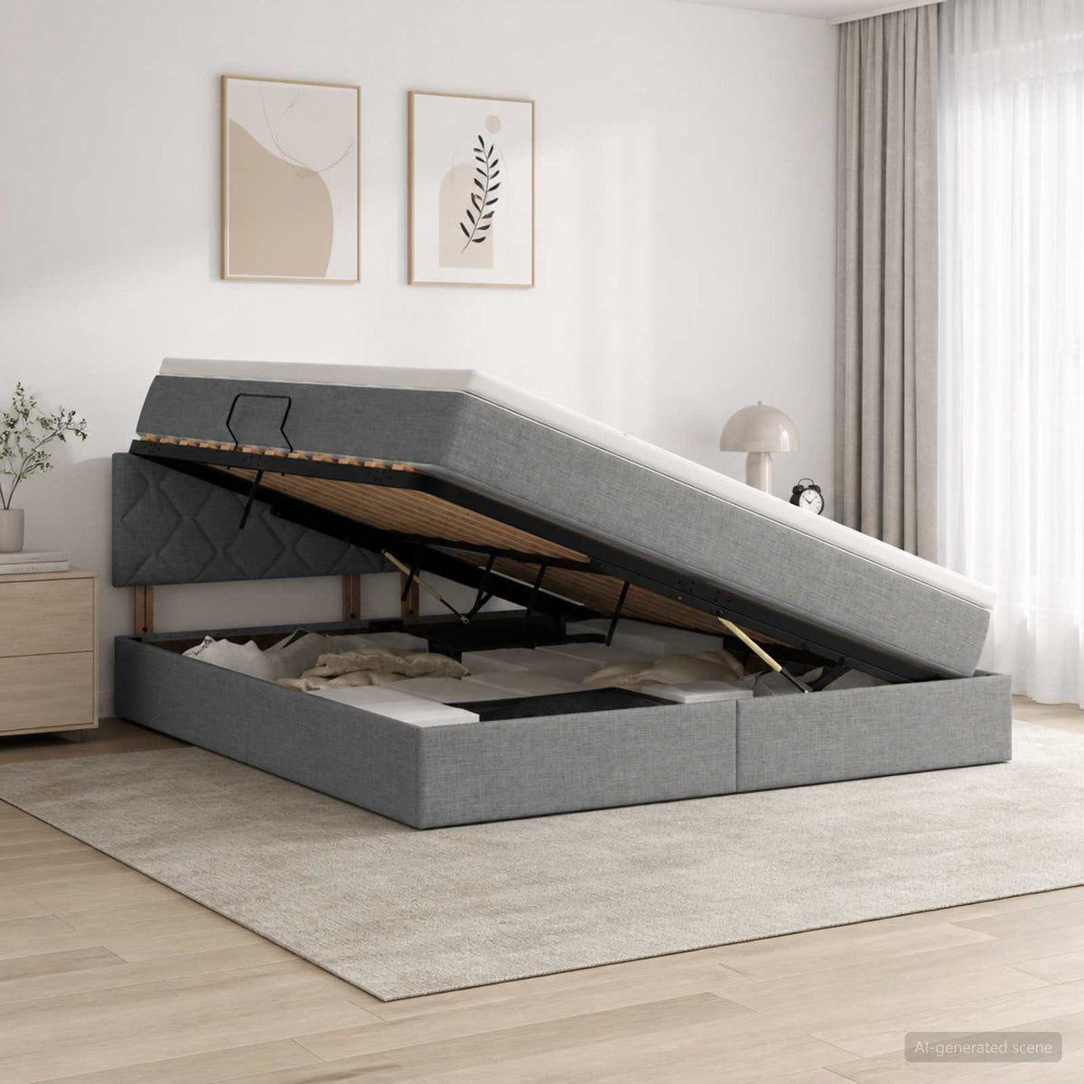 Opbergbed met matras Donkergrijs 140 x 200 cm fluweel is nu te koop bij PeponiXL, paradijselijk wonen!