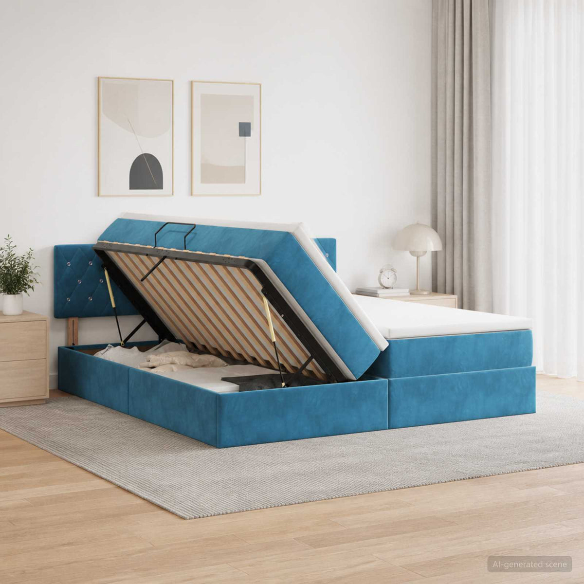 Opslag bed met hoofdeinde 2 st Donkerblauw is nu te koop bij PeponiXL, paradijselijk wonen!