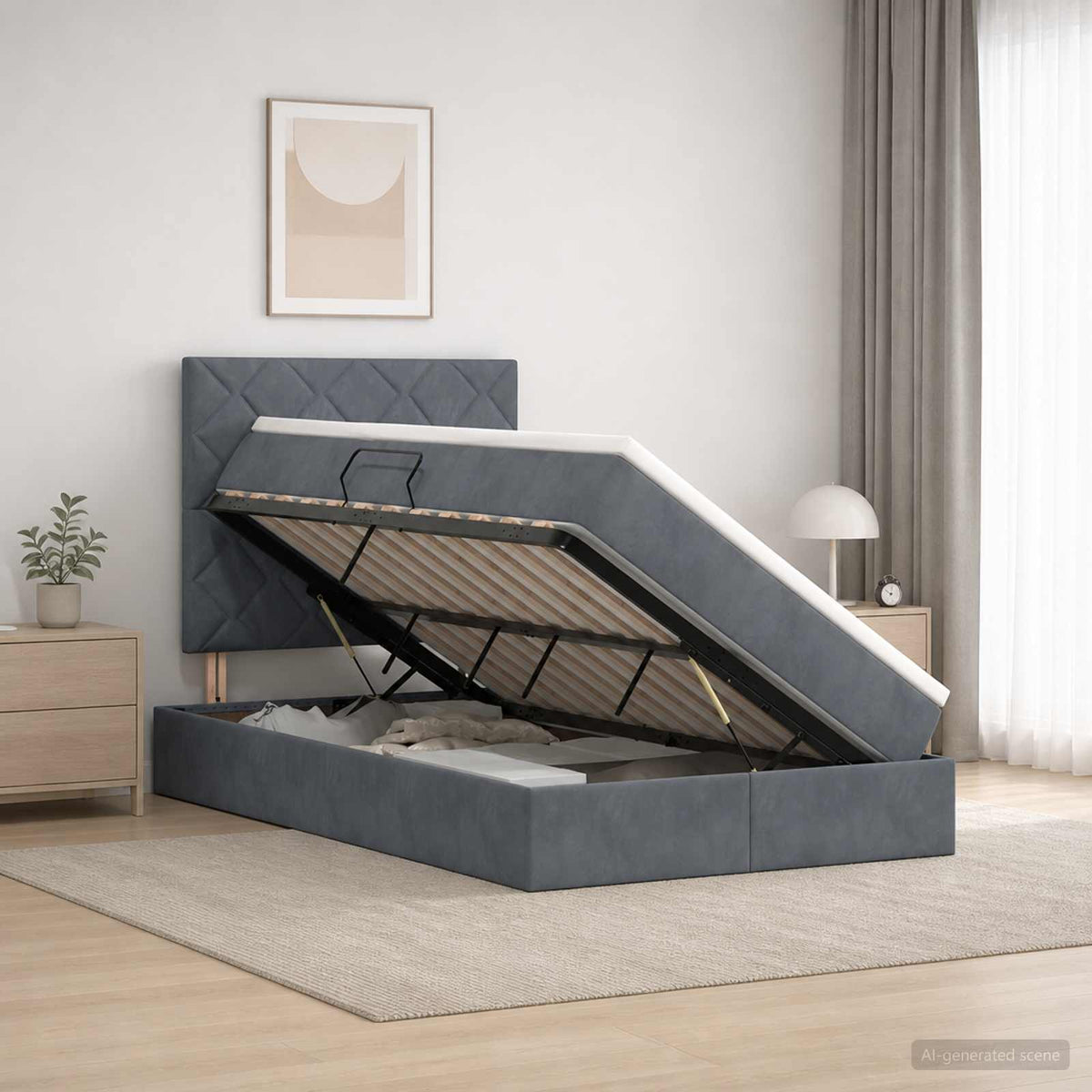 vidaXL Opslag bed met matras Donkergrijs 120 x 200 cm Fluweel