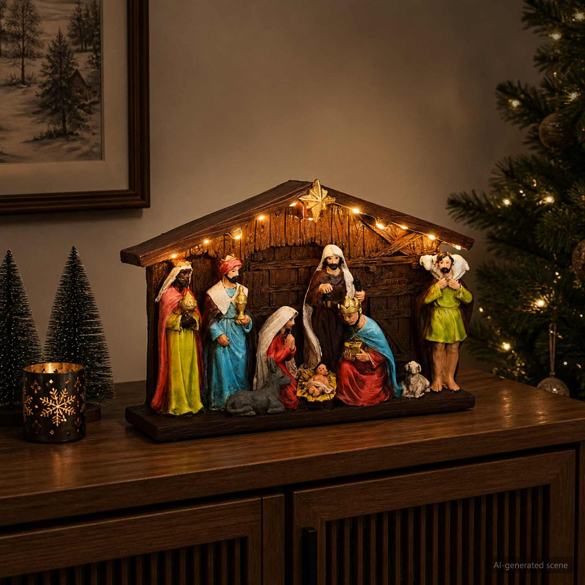 Kerststal SALO 31 x 7,5 x 21,5 cm Kunststof Meerkleurig is nu te koop bij PeponiXL, paradijselijk wonen!