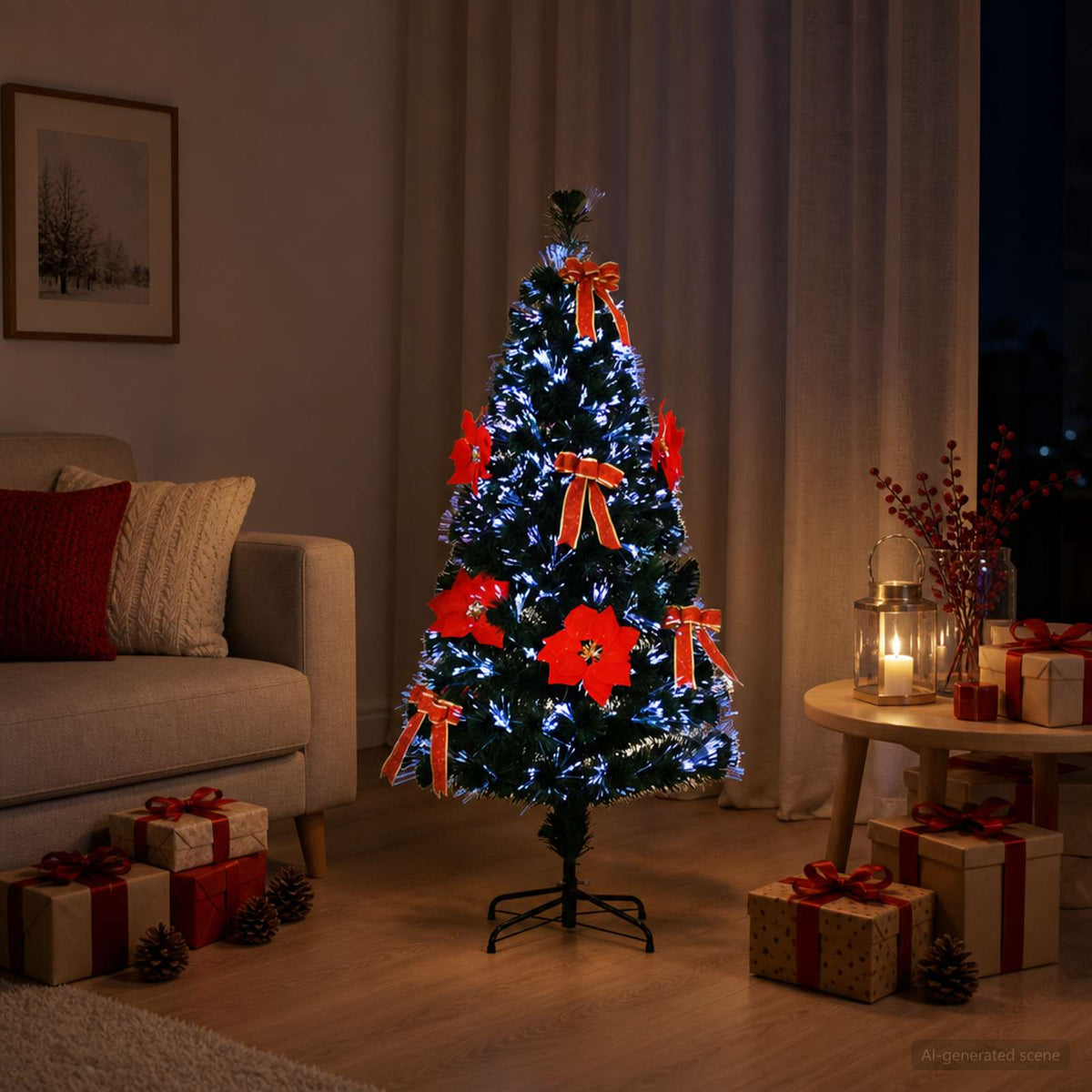 Glasvezel kerstboom 120 cm 12 LED's Meerkleurig PVC is nu te koop bij PeponiXL, paradijselijk wonen!