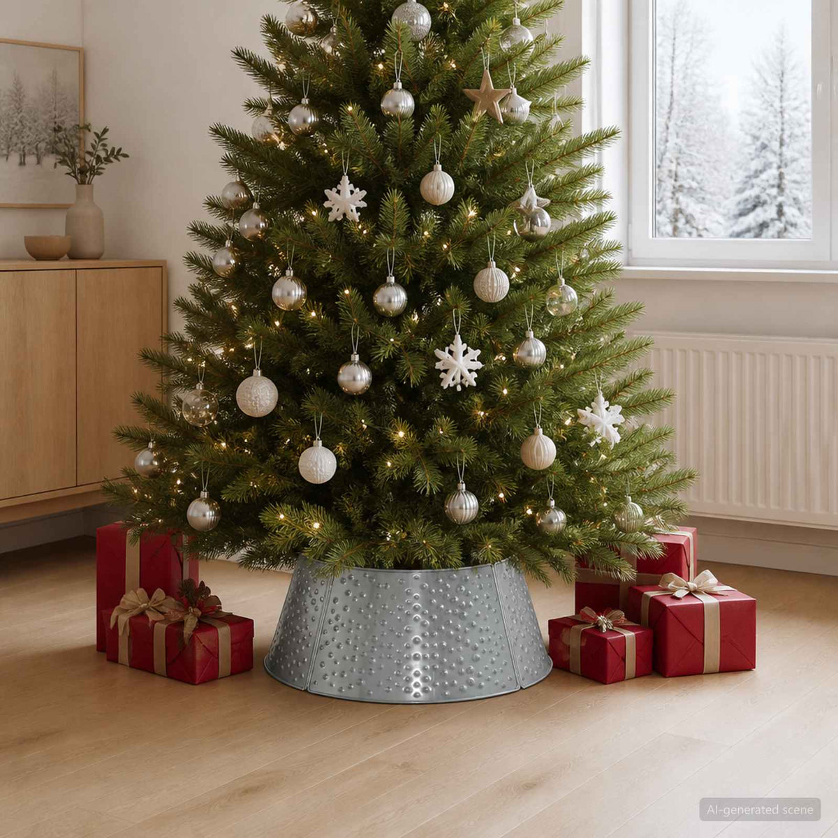 Kerstboomrok Kegelvormig zilver Ø 62 x 25 cm Staal is nu te koop bij PeponiXL, paradijselijk wonen!