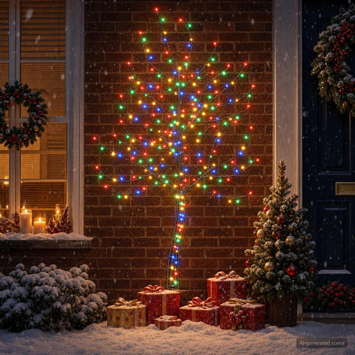 LED-wandkerstboom 180 cm 200 LED's Meerkleurig Staal Zwart is nu te koop bij PeponiXL, paradijselijk wonen!