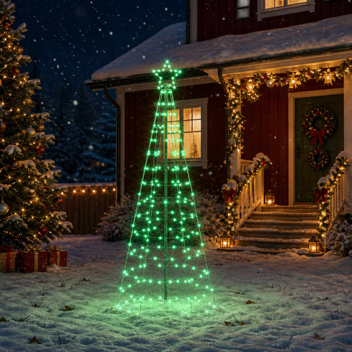 LED Kerstboom EKENAS 180 cm 168 LED's RGB Staal RGB is nu te koop bij PeponiXL, paradijselijk wonen!