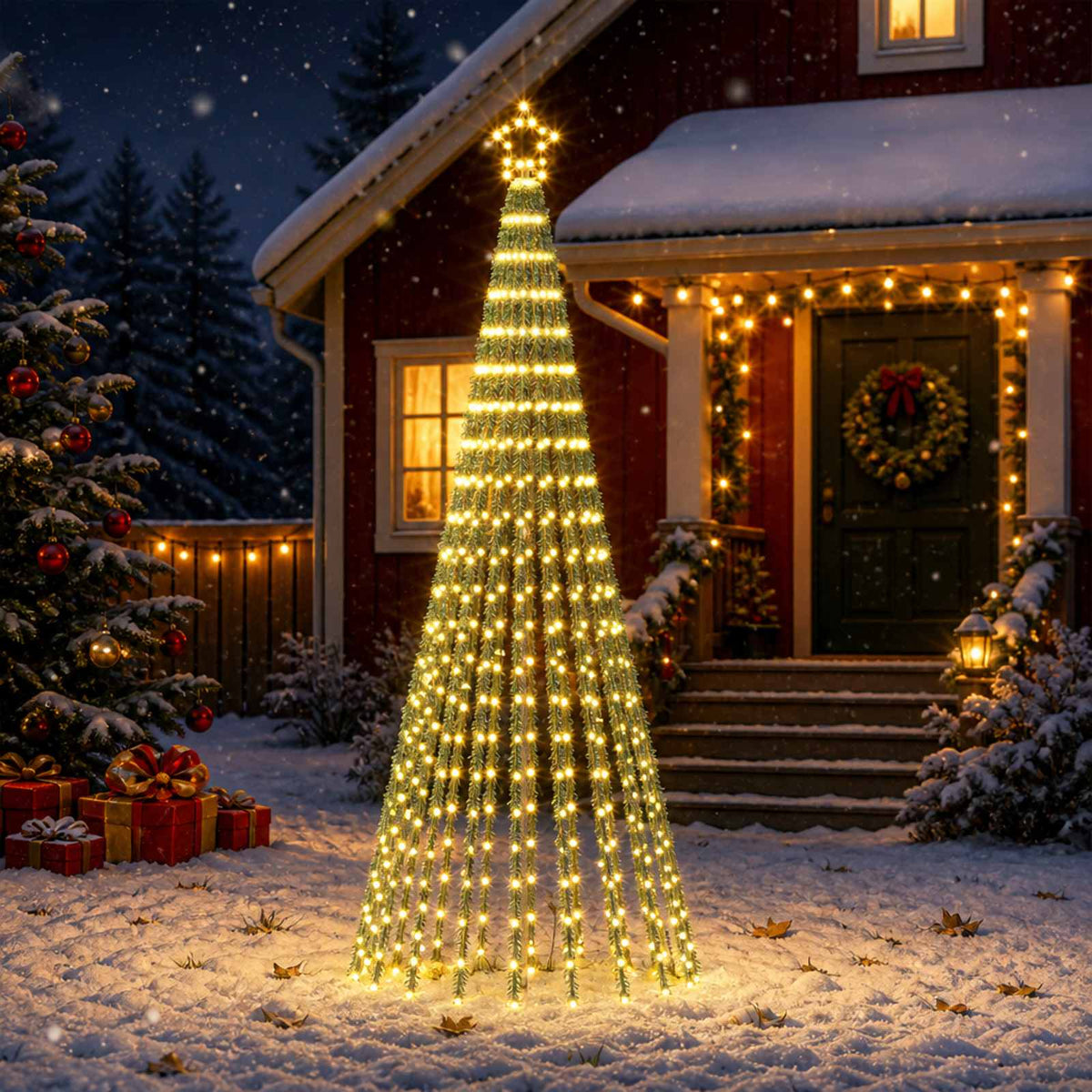 vidaXL LED Kerstboom EKENAS 250 cm 475 LED's Warmwit Staal Zwart