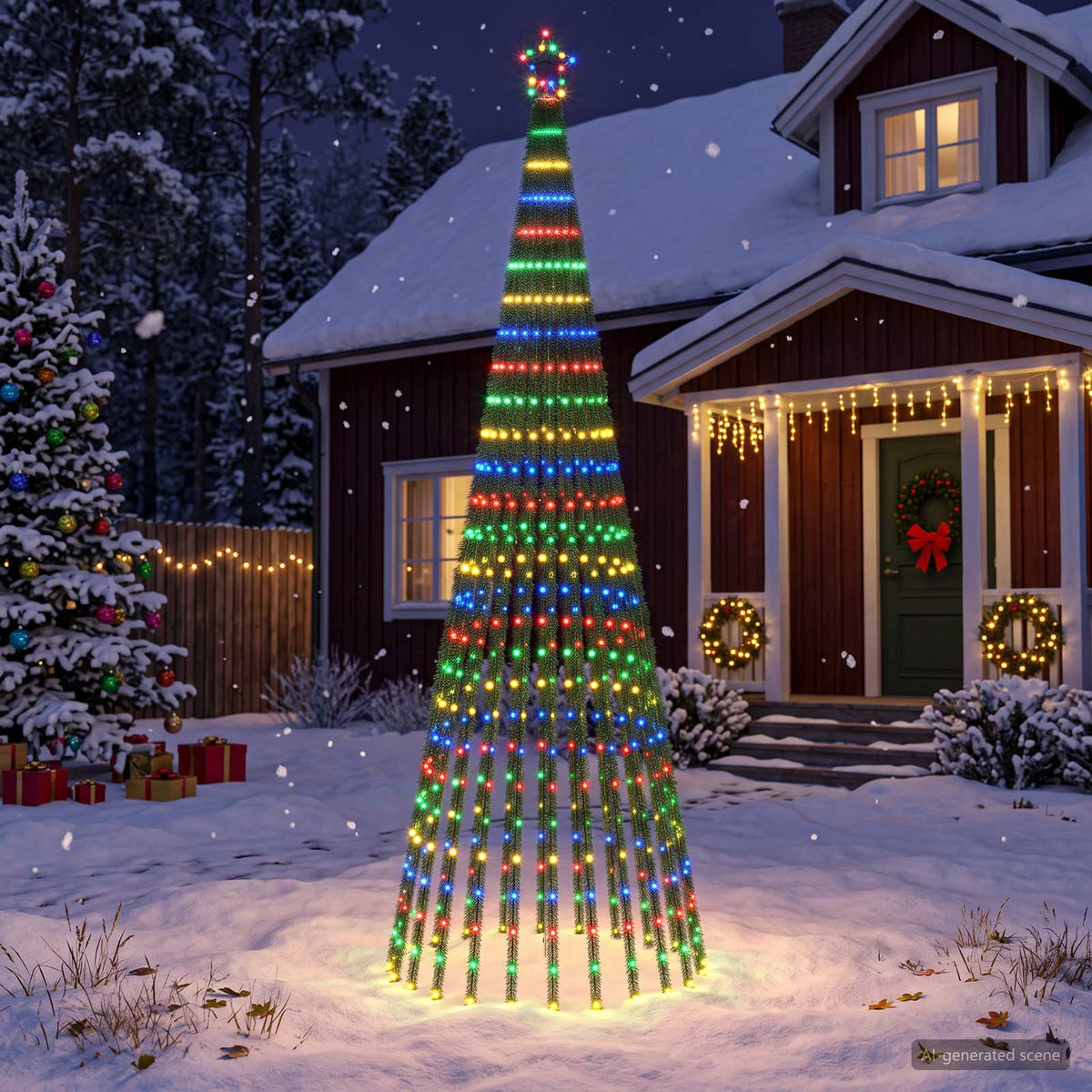 LED Kerstboom EKENAS 300 cm 668 LED's Meerkleurig Staal Zwart is nu te koop bij PeponiXL, paradijselijk wonen!