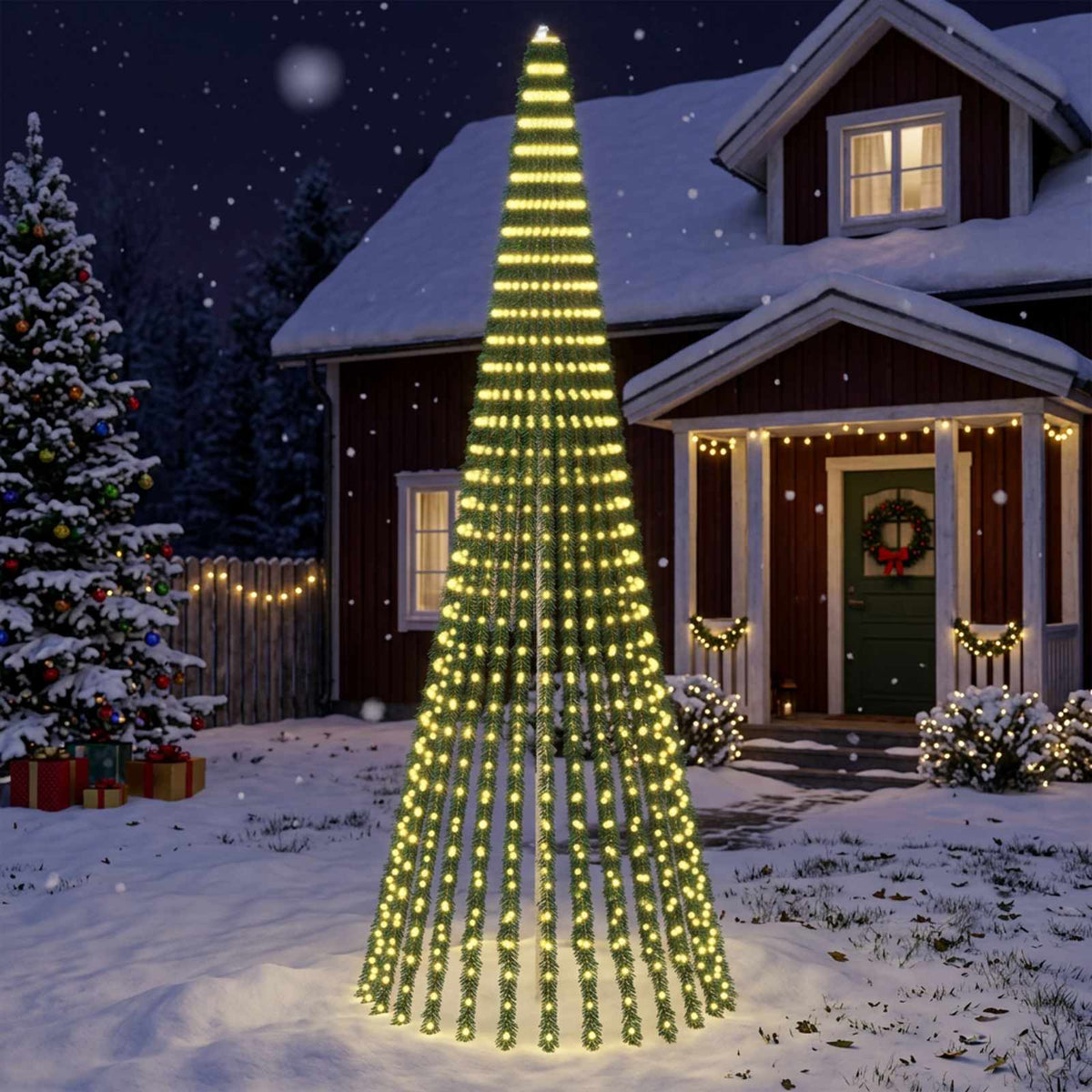 vidaXL LED Kerstboom EKENAS 370 cm 1008 LED's Warmwit Staal Groen