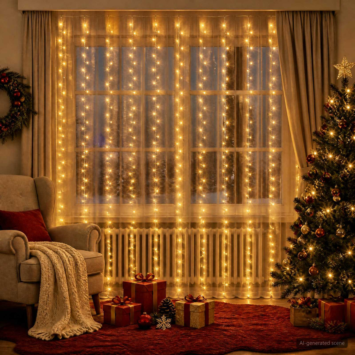 Lichtgordijn 300 LED's Warmwit 300 x 300 cm is nu te koop bij PeponiXL, paradijselijk wonen!