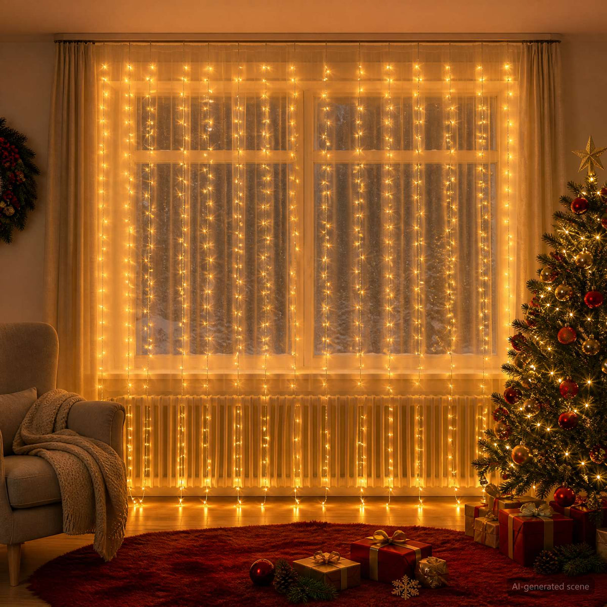 Lichtgordijn 600 LED's Warmwit 600 x 300 cm is nu te koop bij PeponiXL, paradijselijk wonen!