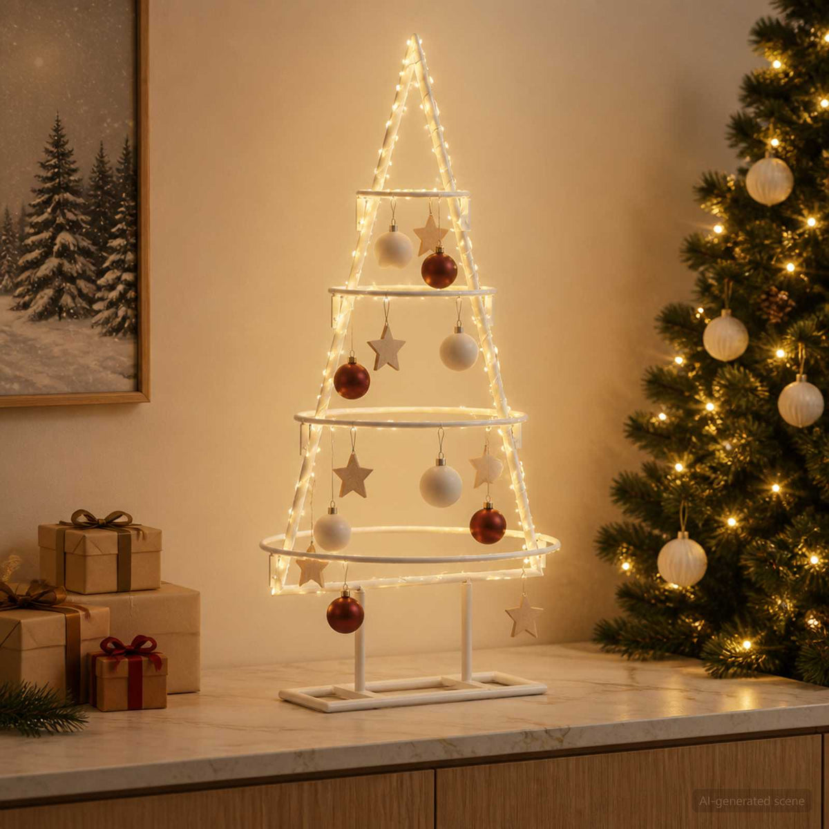 Metalen kerstboom met standaard KUOPIO 60 cm Staal Wit is nu te koop bij PeponiXL, paradijselijk wonen!