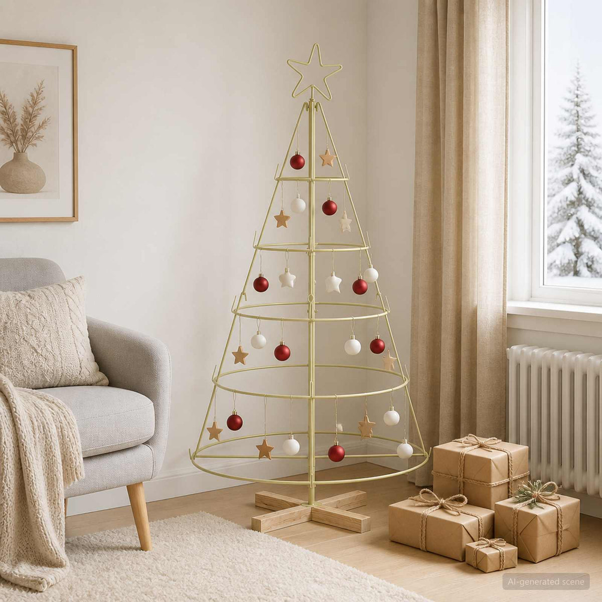 Metalen kerstboom met standaard KUOPIO 125 cm Staal Goud is nu te koop bij PeponiXL, paradijselijk wonen!