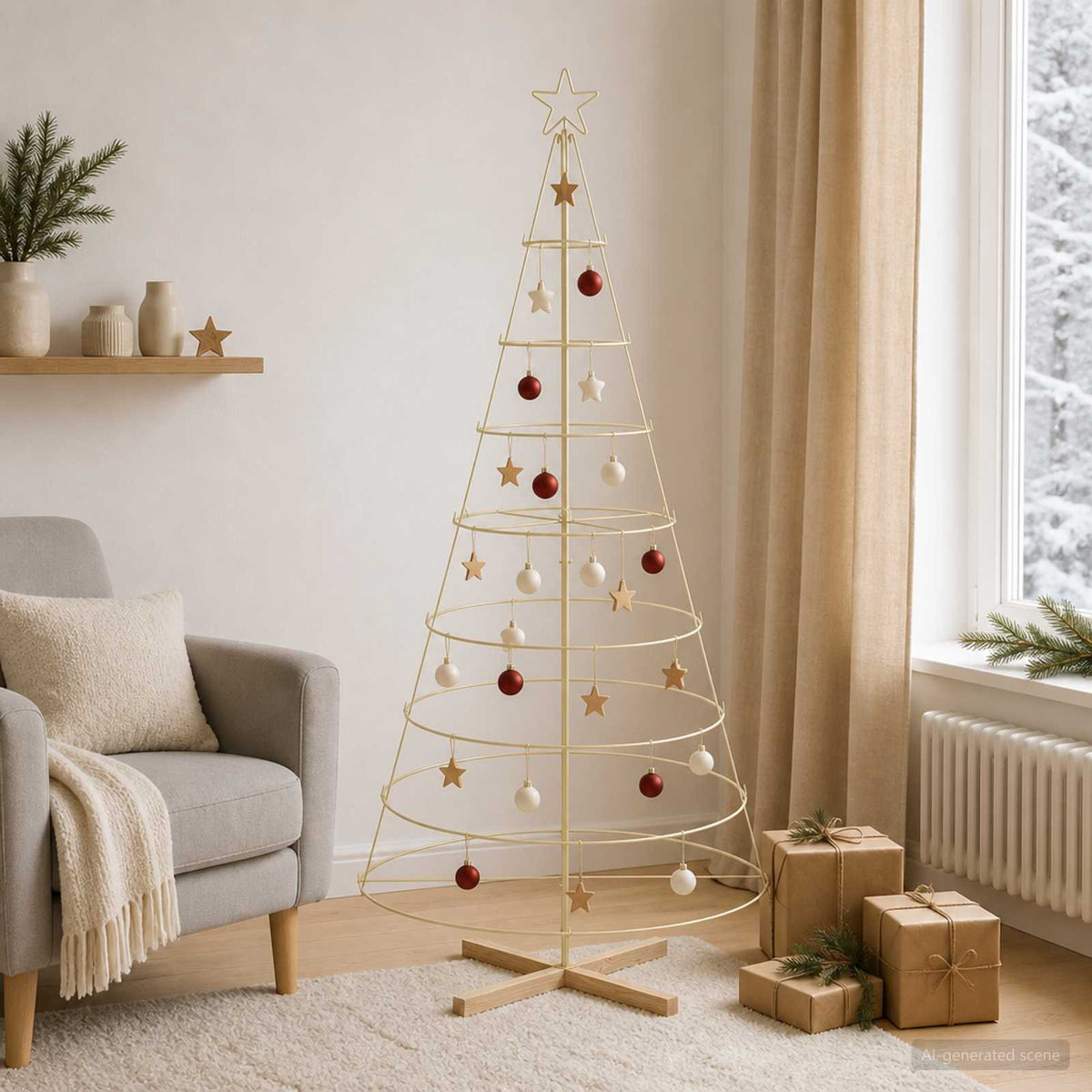 Metalen kerstboom met standaard KUOPIO 210 cm Staal Goud is nu te koop bij PeponiXL, paradijselijk wonen!