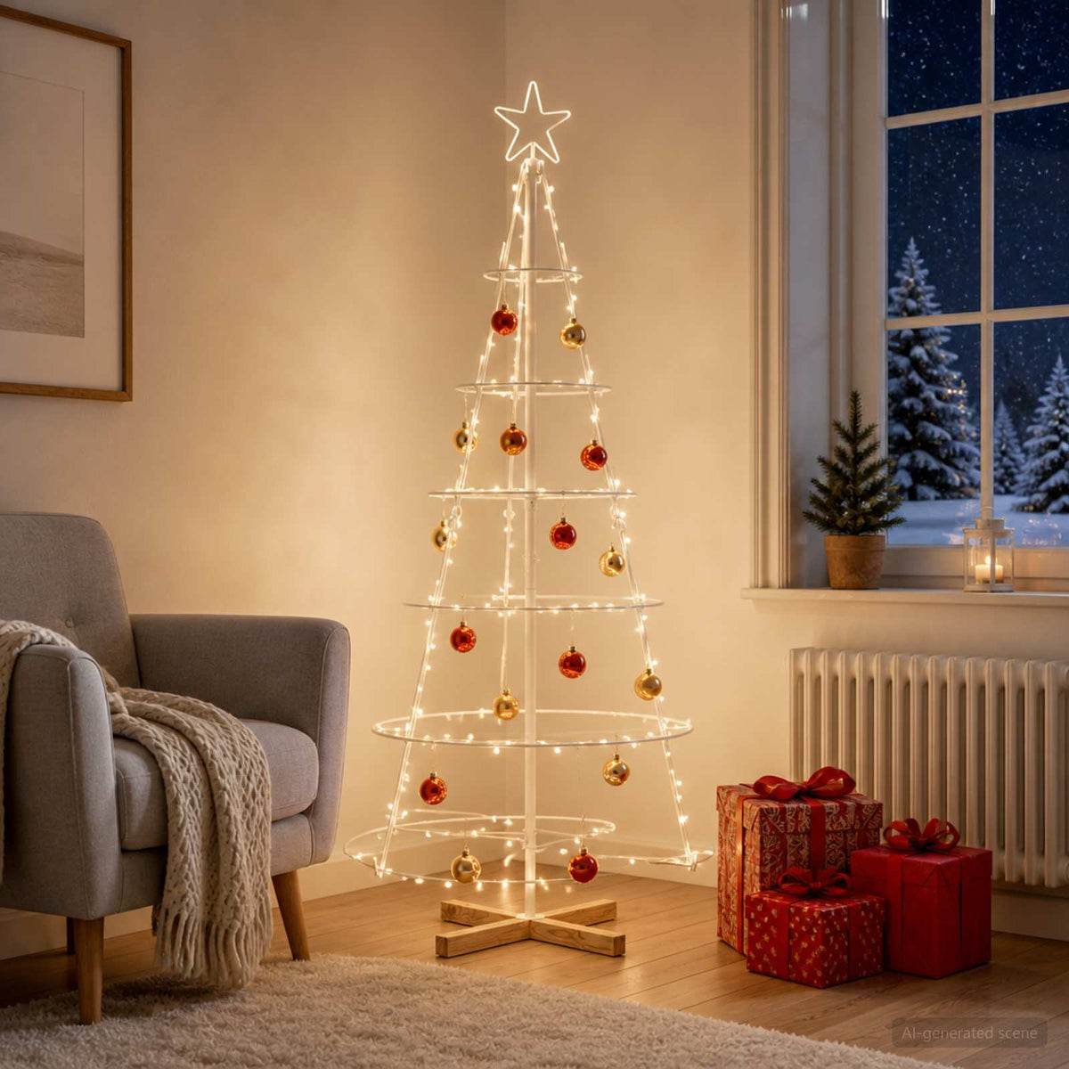 Metalen kerstboom met standaard KUOPIO 150 cm Staal Wit is nu te koop bij PeponiXL, paradijselijk wonen!