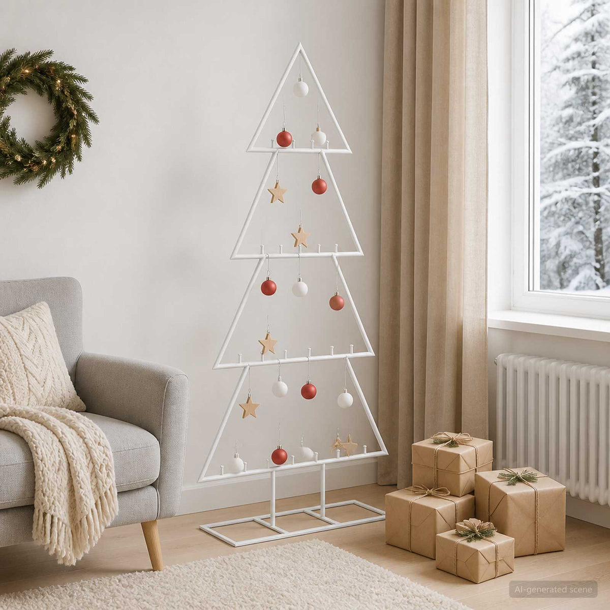 Metalen kerstboom met standaard KUOPIO 125 cm Staal Wit is nu te koop bij PeponiXL, paradijselijk wonen!