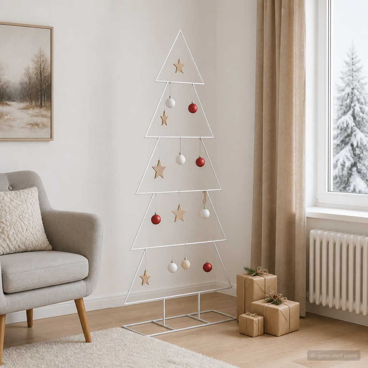 Metalen kerstboom met standaard KUOPIO 150 cm Staal Wit is nu te koop bij PeponiXL, paradijselijk wonen!