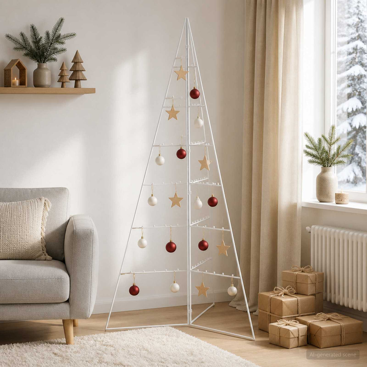 Metalen kerstboom KUOPIO 140 cm Staal Wit is nu te koop bij PeponiXL, paradijselijk wonen!