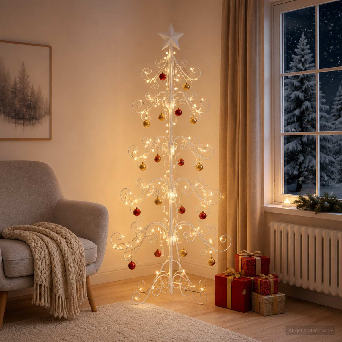 Metalen kerstboom KUOPIO 150 cm staal White is nu te koop bij PeponiXL, paradijselijk wonen!