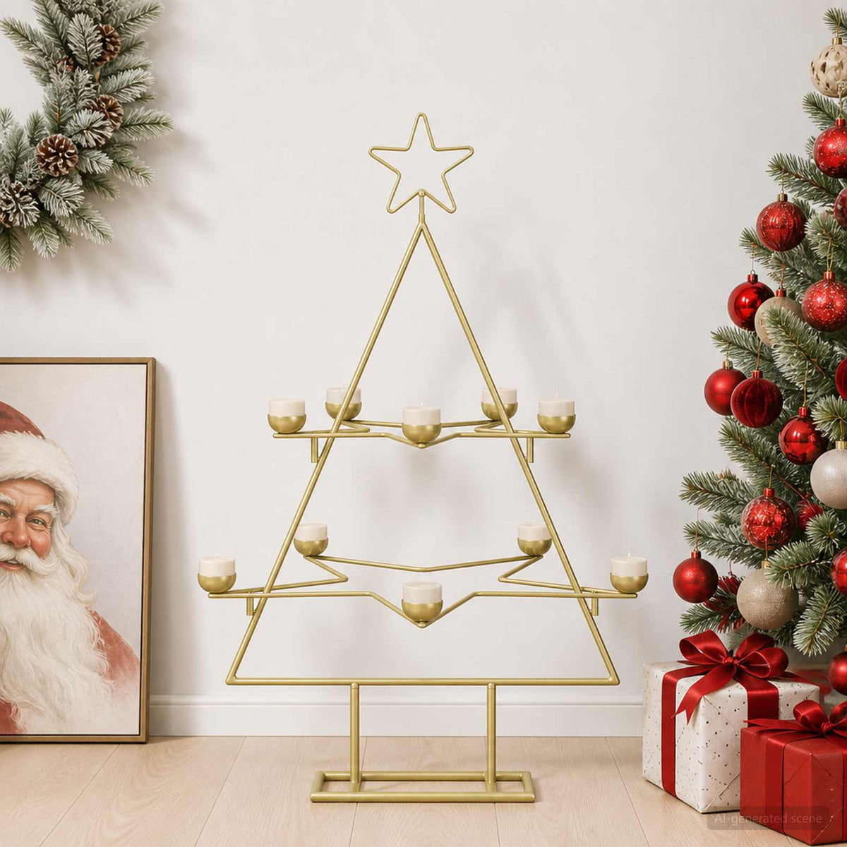vidaXL Metalen kerstboom met houder KUOPIO 75 cm Staal Goud