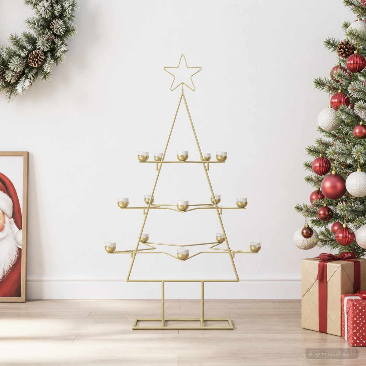 Metalen kerstboom met houder KUOPIO 105 cm Staal Goud is nu te koop bij PeponiXL, paradijselijk wonen!