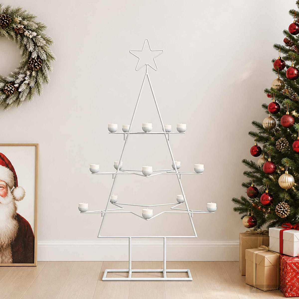 vidaXL Metalen kerstboom met houder KUOPIO 105 cm Staal Wit