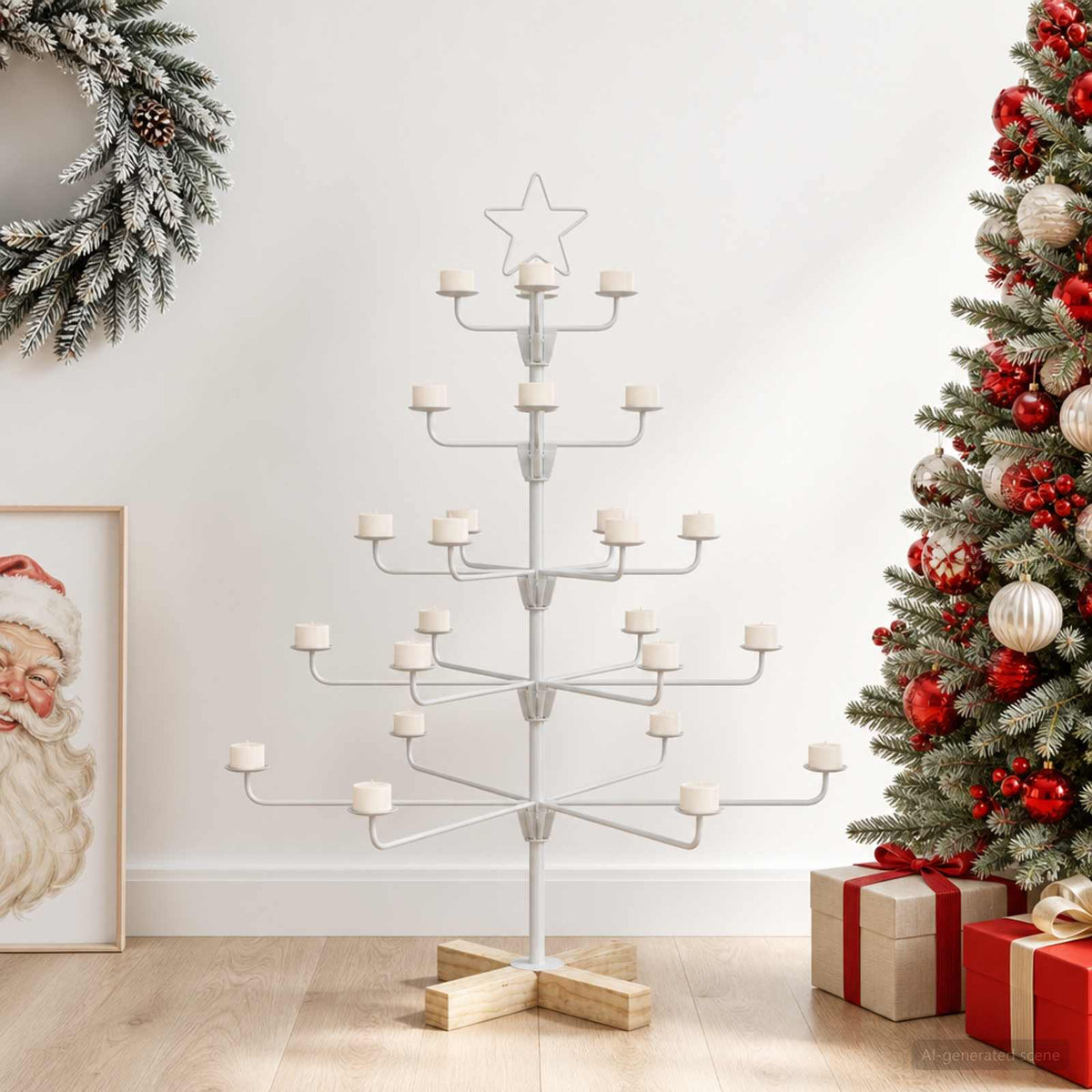 Metalen kerstboom met houder KUOPIO 90 cm Staal Wit is nu te koop bij PeponiXL, paradijselijk wonen!