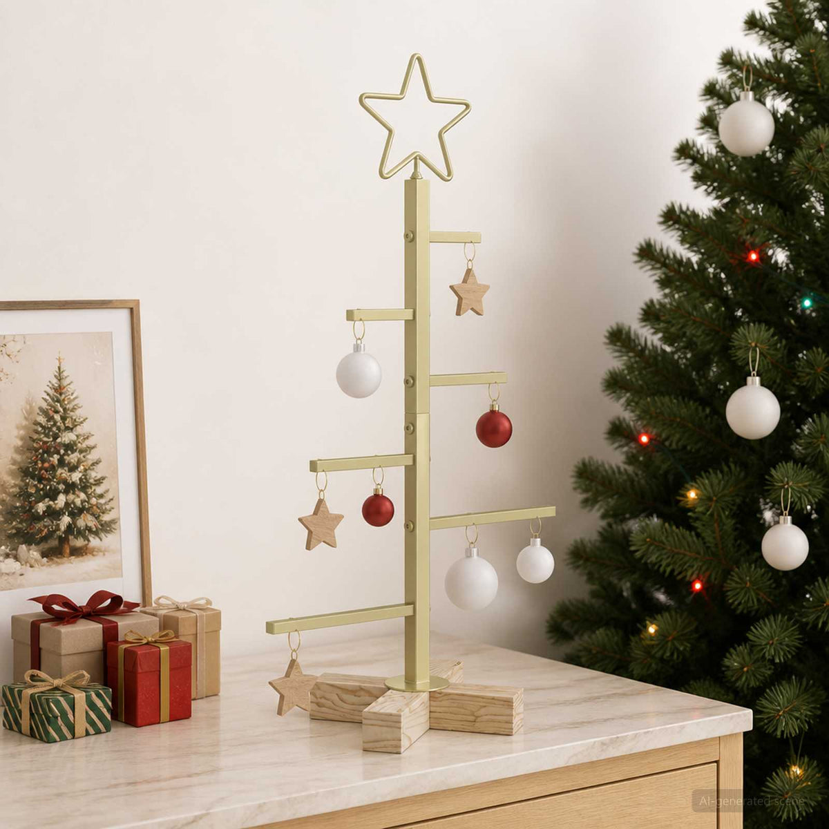 Metalen kerstboom met standaard KUOPIO 60 cm Staal Goud is nu te koop bij PeponiXL, paradijselijk wonen!
