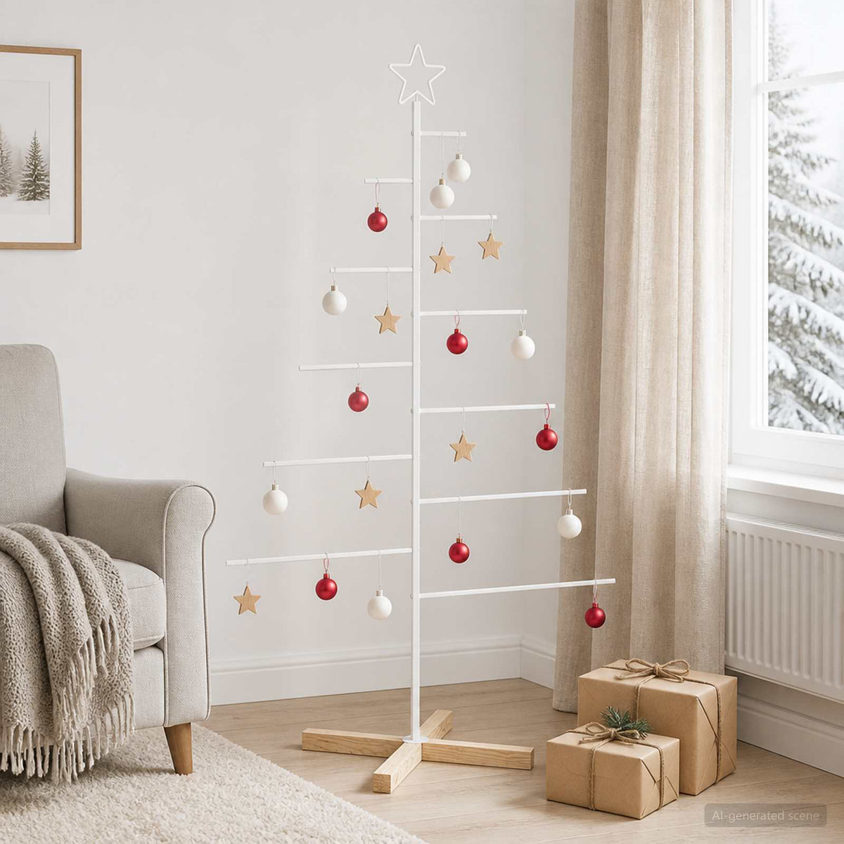 Metalen kerstboom met standaard KUOPIO 150 cm Staal Wit is nu te koop bij PeponiXL, paradijselijk wonen!