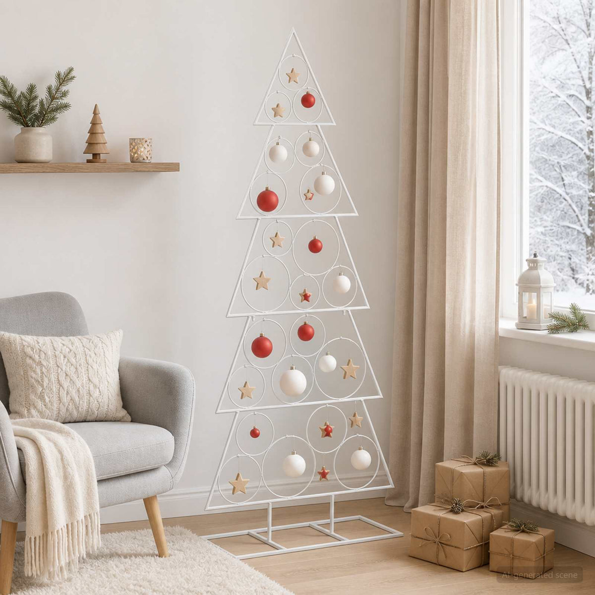 Metalen kerstboom met standaard KUOPIO 150 cm Staal Wit is nu te koop bij PeponiXL, paradijselijk wonen!