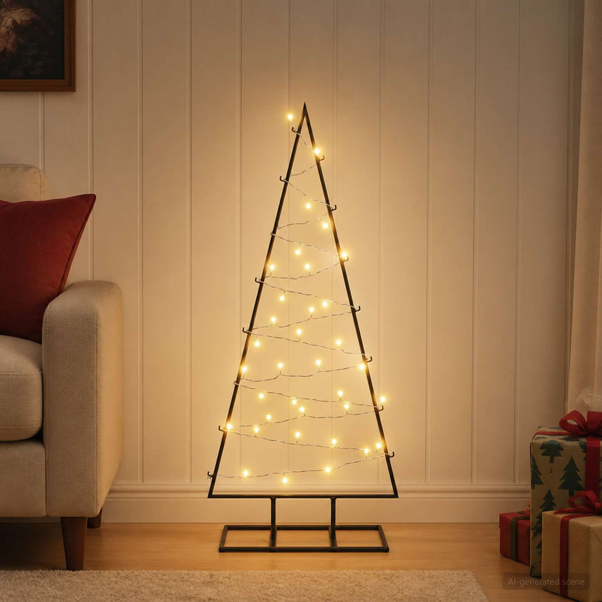Metalen kerstboom met led KUOPIO 90 cm Warmwit Staal Zwart is nu te koop bij PeponiXL, paradijselijk wonen!