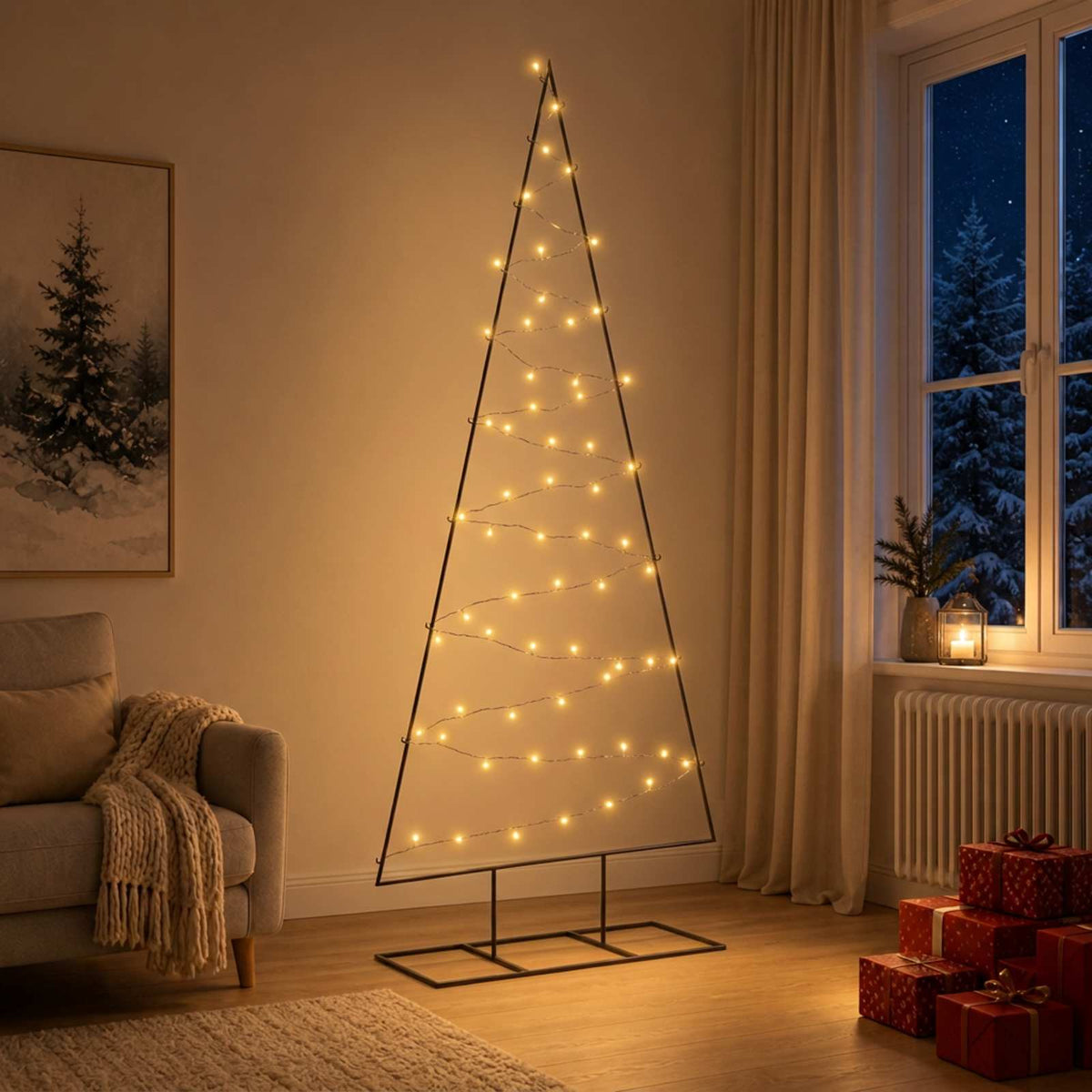 vidaXL Metalen kerstboom KUOPIO 180 cm Warmwit Staal Zwart