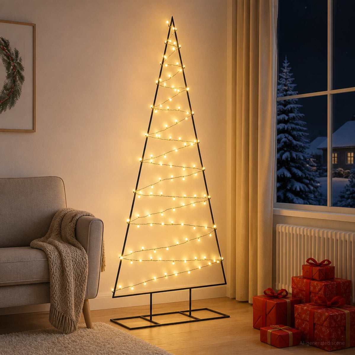 Metalen kerstboom met led KUOPIO 210 cm Warmwit Staal Zwart is nu te koop bij PeponiXL, paradijselijk wonen!