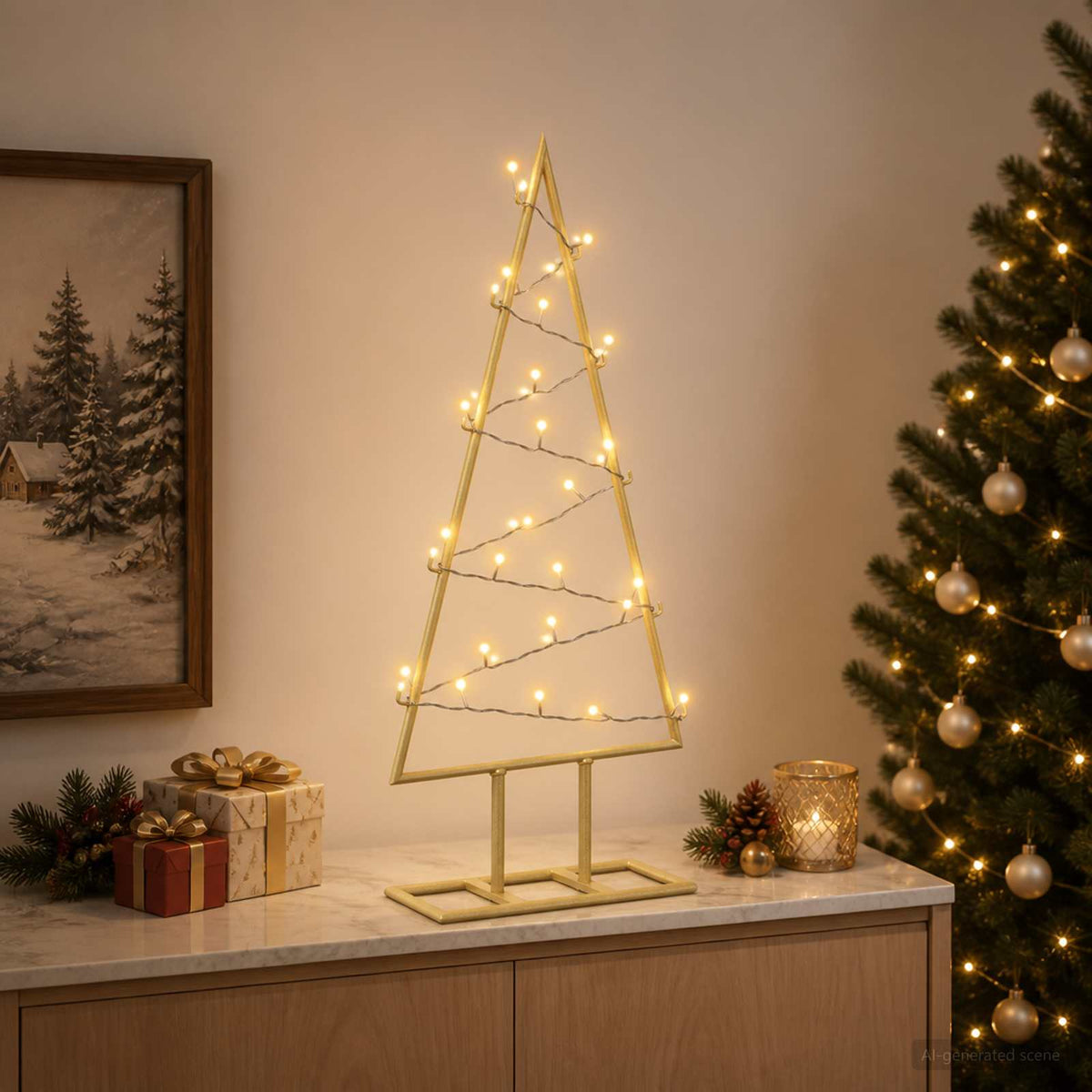 Metalen kerstboom met led KUOPIO 60 cm Warmwit Staal Goud is nu te koop bij PeponiXL, paradijselijk wonen!