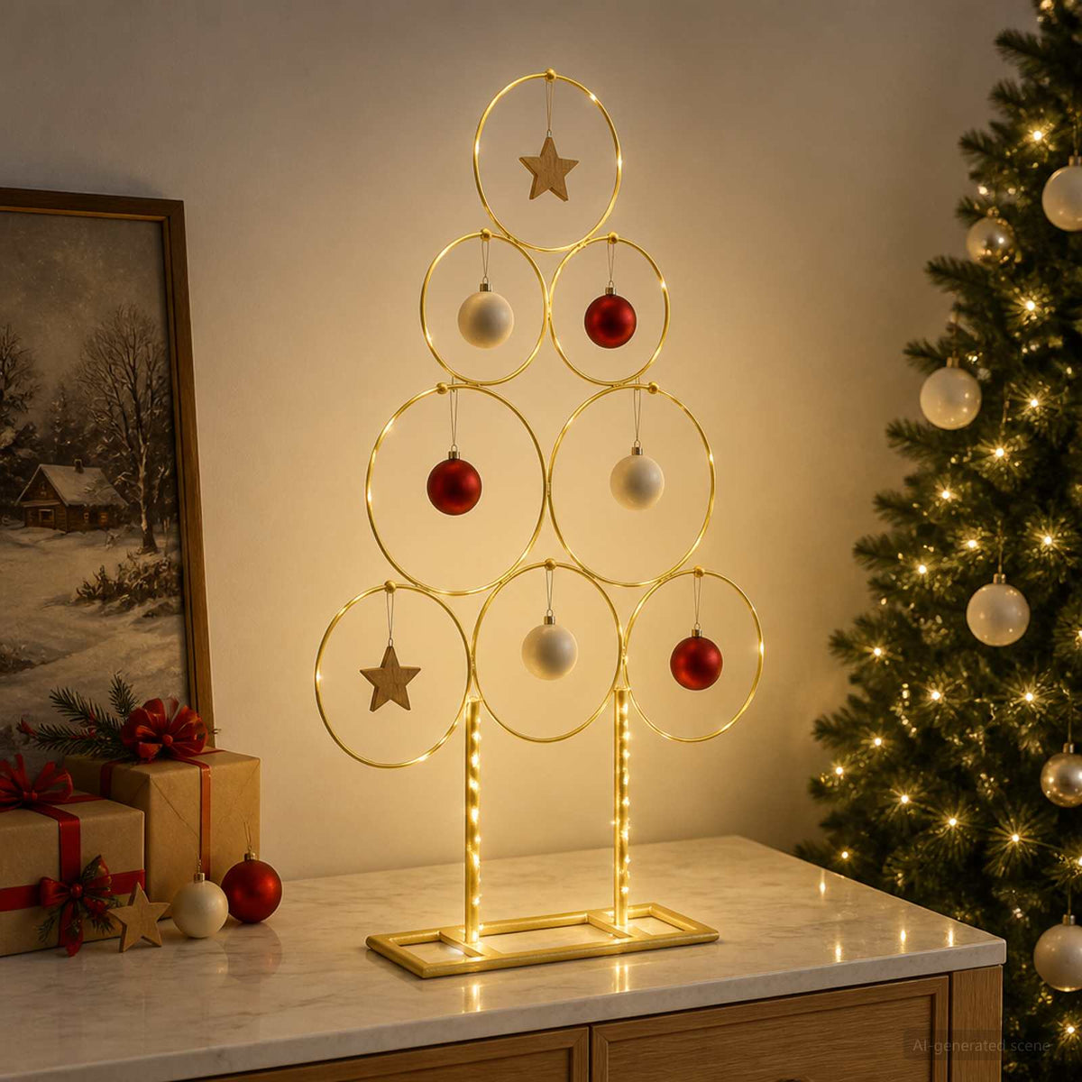 Metalen kerstboom met standaard KUOPIO 60 cm Staal Goud is nu te koop bij PeponiXL, paradijselijk wonen!