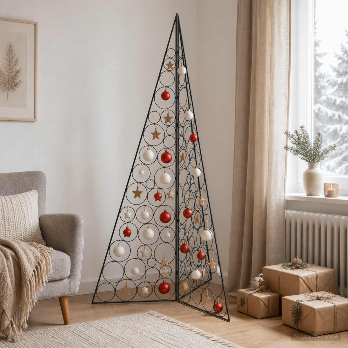 Metalen kerstboom KUOPIO 180 cm Staal Zwart is nu te koop bij PeponiXL, paradijselijk wonen!