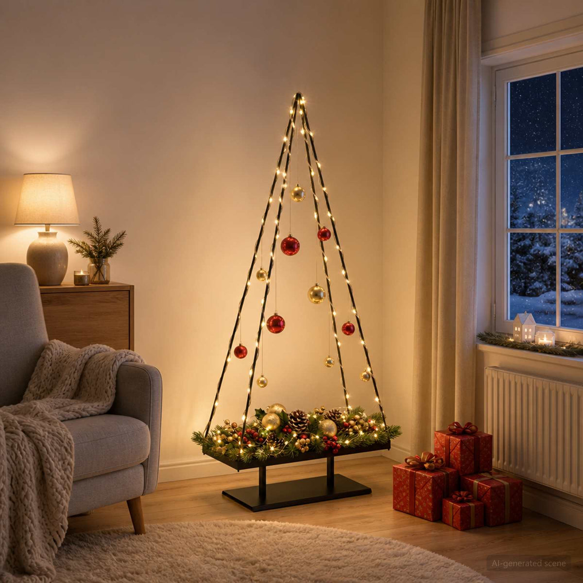 Metalen kerstboom met standaard KUOPIO 180 cm Staal Zwart is nu te koop bij PeponiXL, paradijselijk wonen!