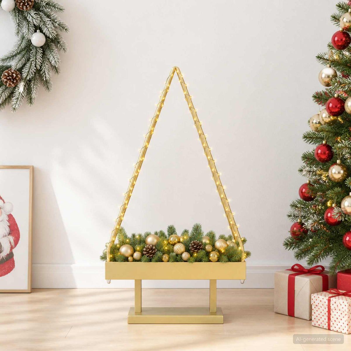 Metalen kerstboom met standaard KUOPIO 90 cm Staal Goud is nu te koop bij PeponiXL, paradijselijk wonen!